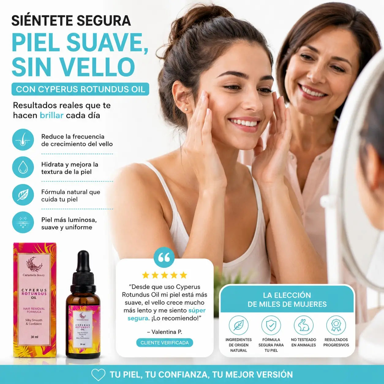 Cyperus Rotundus Oil - Una piel más suave con menos vello visible