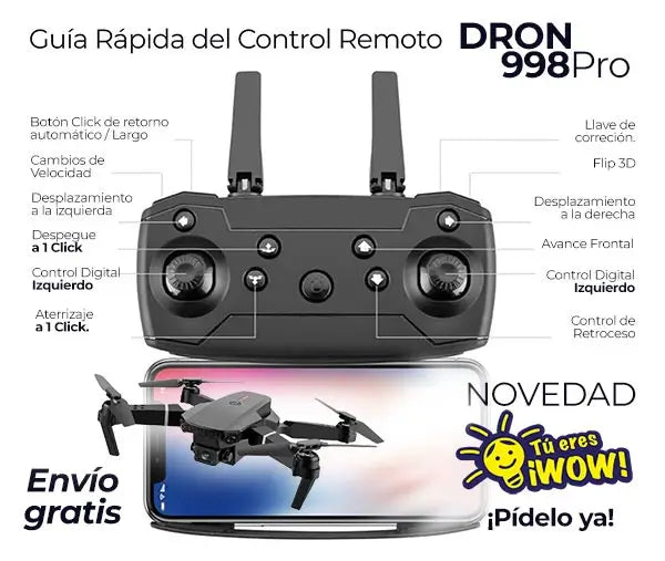 Dron 998 PRO - Perfecto para iniciar - Más funciones al mejor precio.