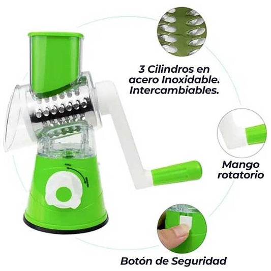 Rallador multifuncional 3 en 1 - ¡Corta, Rebana y Ralla como nunca antes fue posible!
