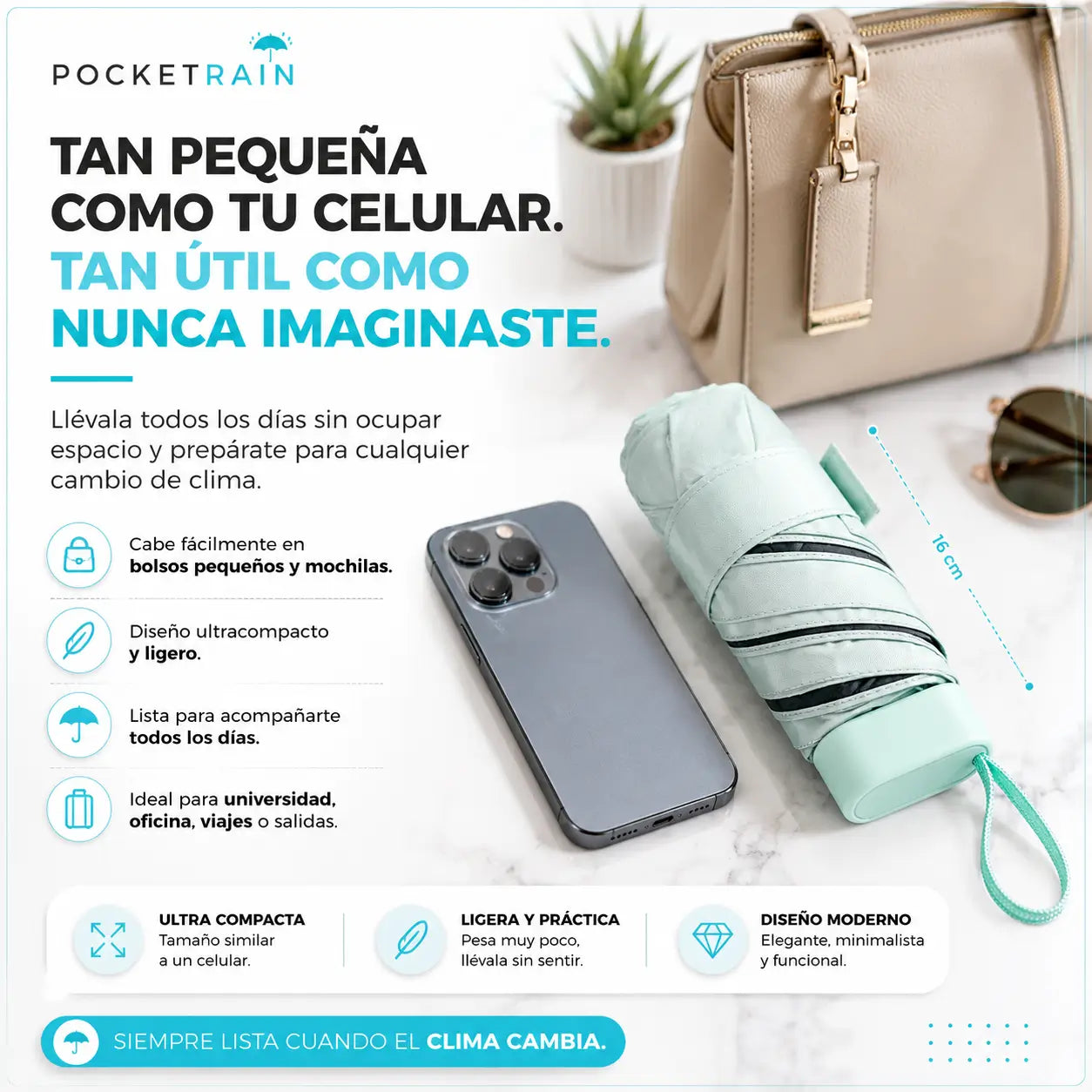 PocketRain - La Mini Sombrilla Tamaño Bolsillo