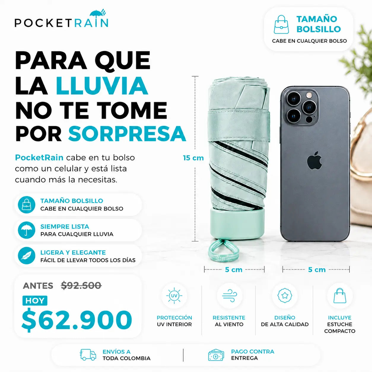 PocketRain - La Mini Sombrilla Tamaño Bolsillo