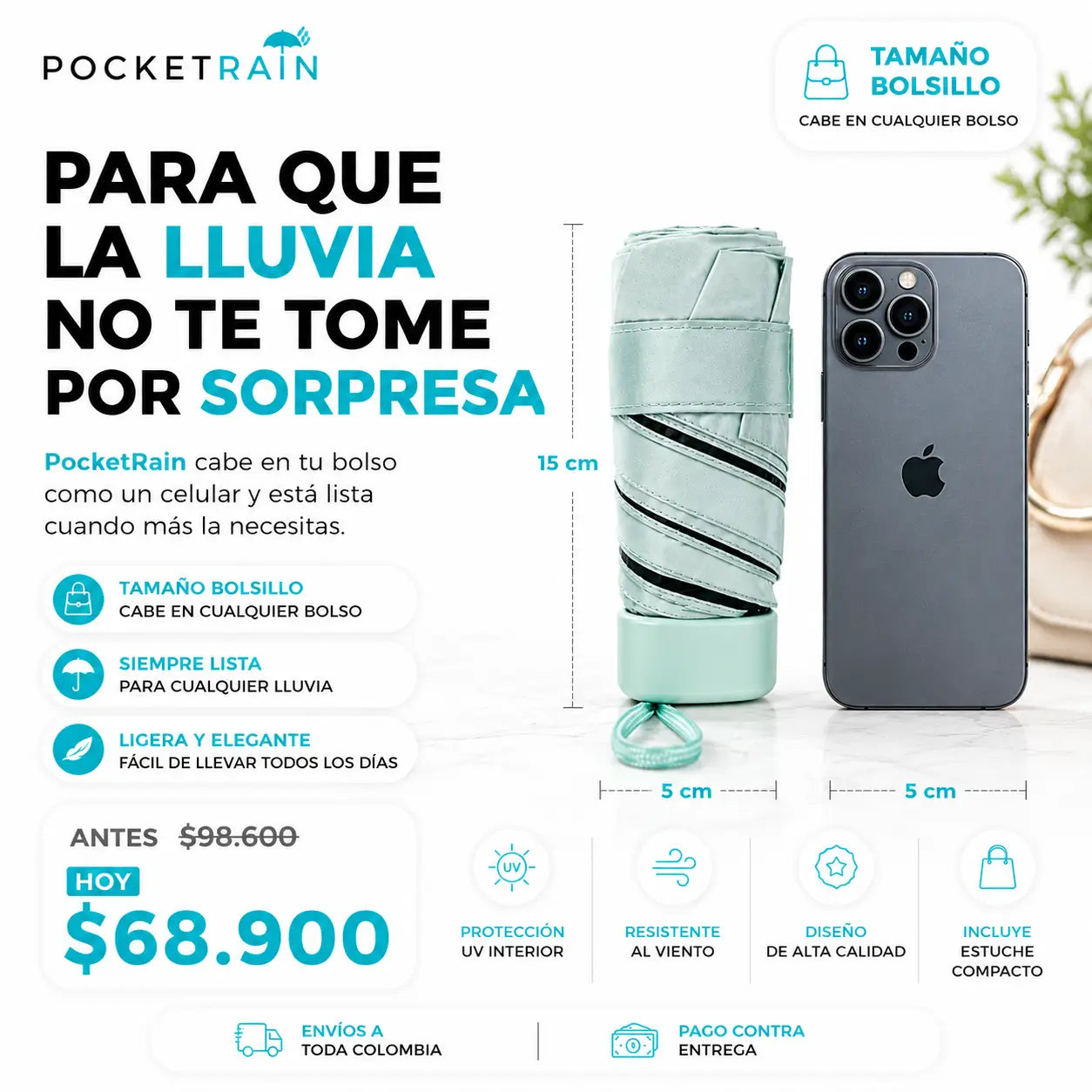 PocketRain - La Mini Sombrilla Tamaño Bolsillo