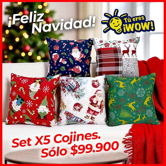 Set X5 Cojines de Navidad - Viste tu hogar de Navidad, como en EEUU.